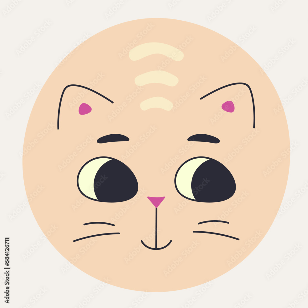 Funny cat face, abstract personage, mascot design, funny face, cute icon. Funny cat face, abstract personage, mascot design, funny face, cute icon.