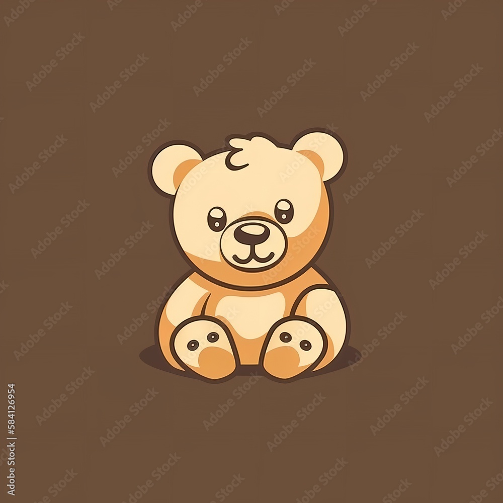 Fototapeta premium a cartoon white teddy bear smilling. AI generative