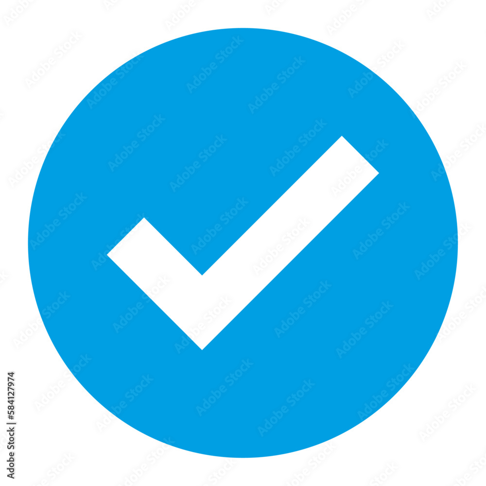 Blue Check Mark Icon. Isolated tick symbol, approval badge. Vector Illustration Blue Check Mark Icon. Isolated tick symbol, approval badge. Vector Illustration