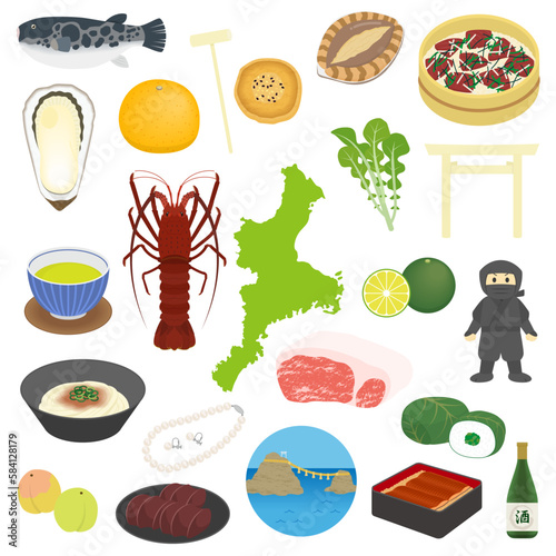 三重県の名物のイラストセット