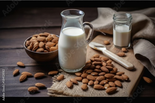 Freshly Made Almond Milk - Vegan Alternative - Generative AI