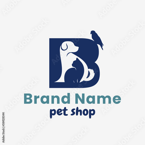 Initial Letter B Pets Logo Design