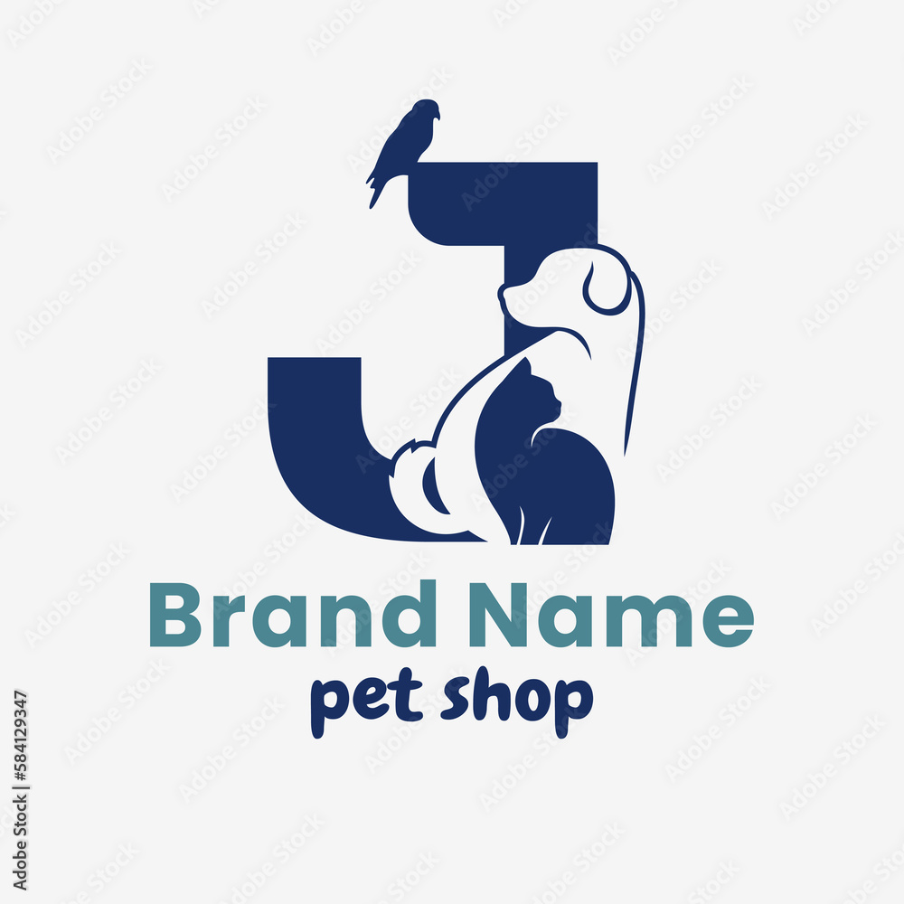 Initial Letter J Pets Logo Design Initial Letter J Pets Logo Design