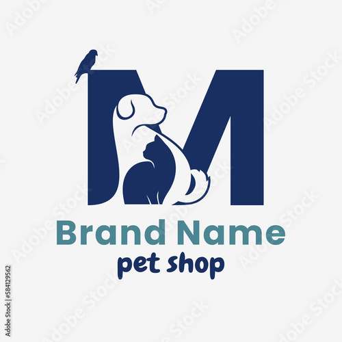 Initial Letter M Pets Logo Design