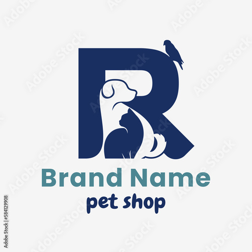 Initial Letter R Pets Logo Design