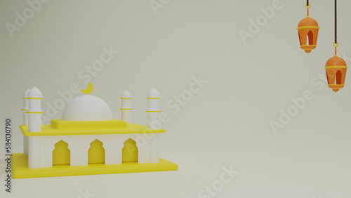 3D Mosque Illustration rendering
