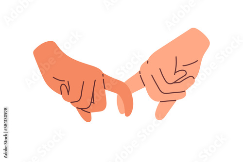Reconciliation concept. Cupid couple reconciles, holding hands. Restore love. Abstract vector illustration flat design.