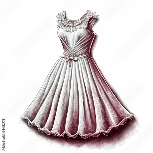 Dress Isolated On White. Generative AI © simpledesign79