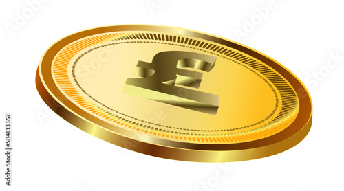 Pound sterling,Gold coin with pound sterling sign. Vector illustration isolated on white background
