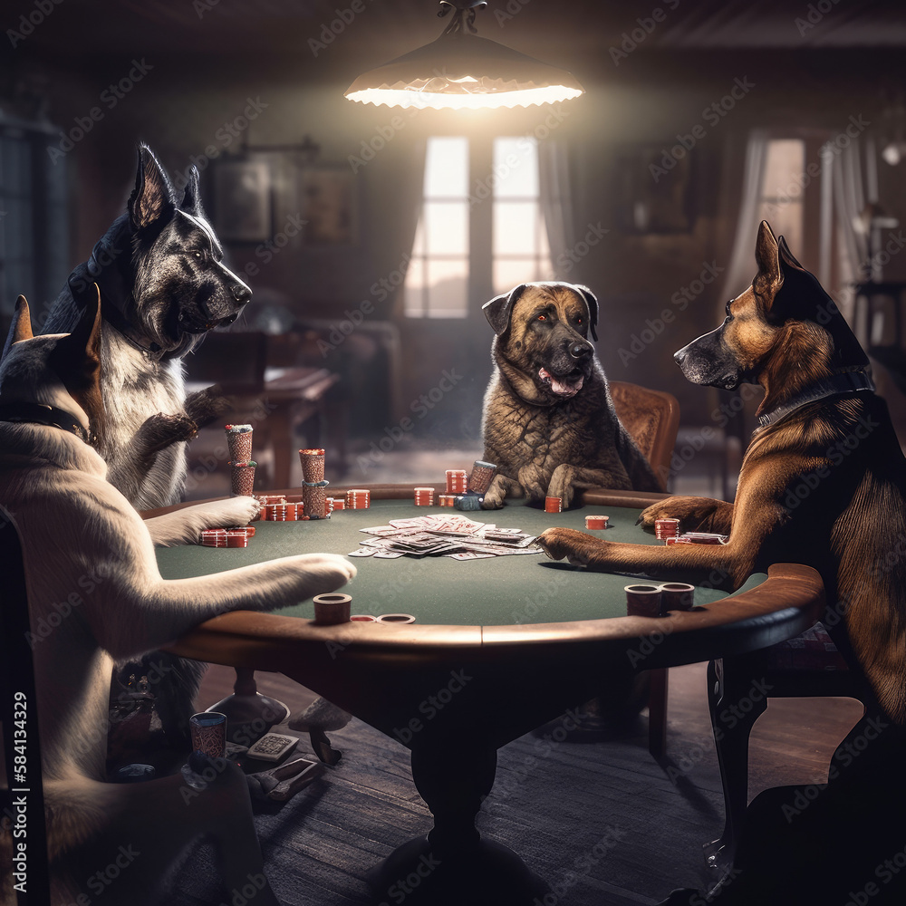 Dogs playing poker Generative AI Stock-Illustration | Adobe Stock