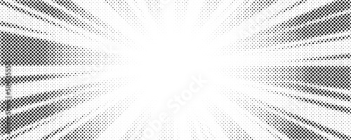 Sun rays halftone background. White and grey radial abstract comic pattern. Vector explosion abstract lines backdrop
