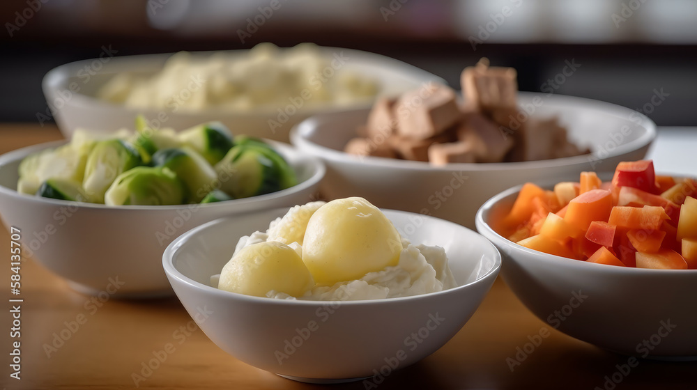 Sides: these are the accompaniments to the steak, such as mashed potatoes, vegetables, salad by Ai Generated.