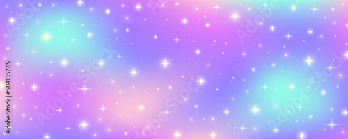 Wallpaper Mural Rainbow pastel background. Unicorn sky with glittering sky. Candy galaxy with watercolor light texture. Girly cute magic wallpaper. Holographic vector abstract illustration. Torontodigital.ca