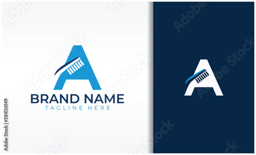 letter A toothbrush logo