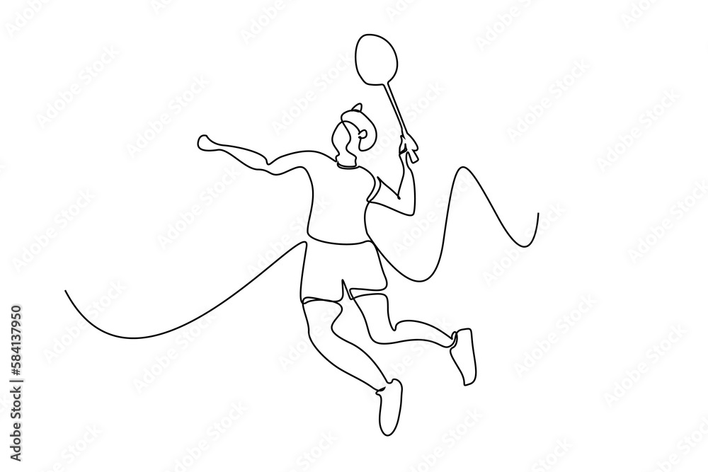 young sportsman badminton doing sports line art young sportsman badminton doing sports line art