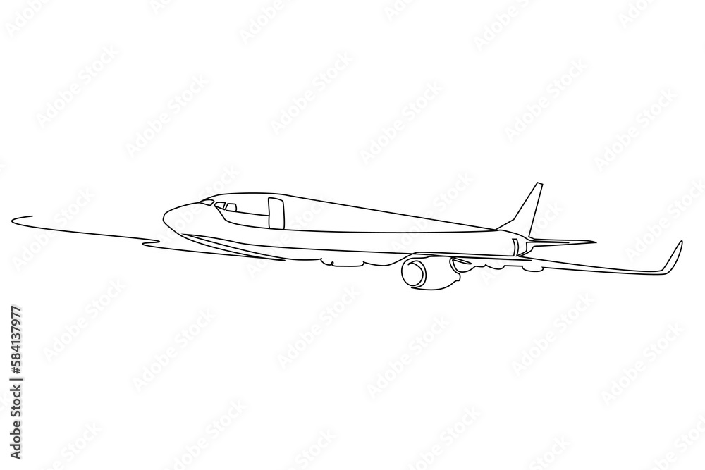 passenger plane air fly line art minimal drawing