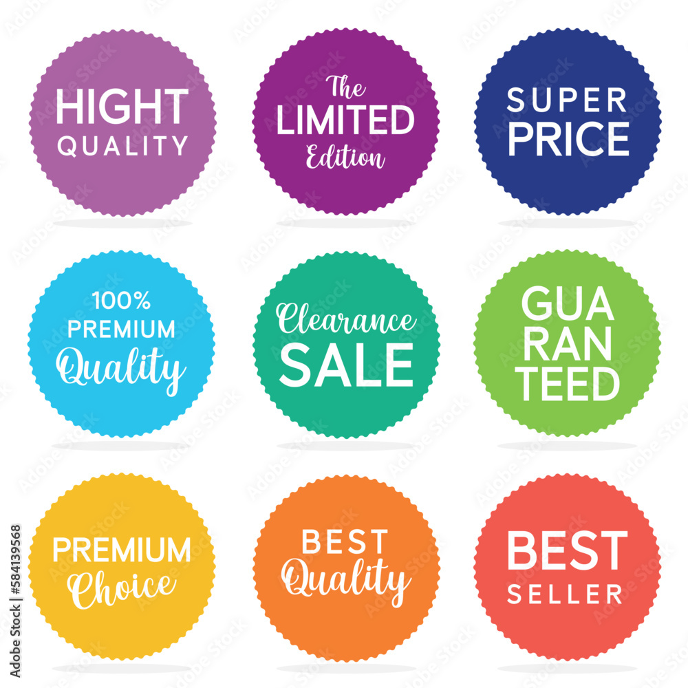 Set of Price tags. Promotional sale badge and retail paper stickers.