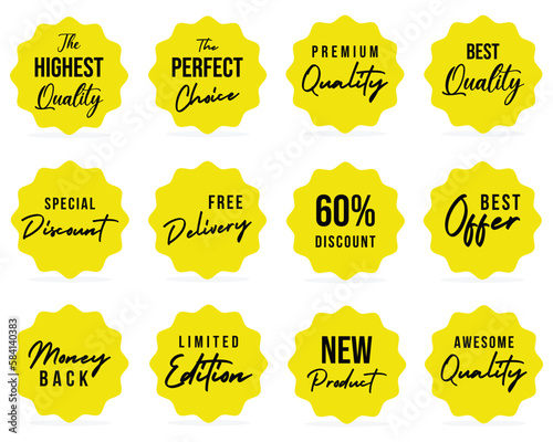 Set of Price tags. Promotional sale badge and retail paper stickers.