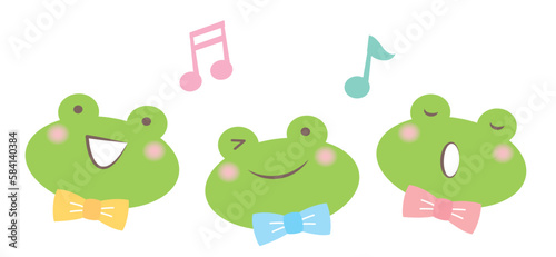歌う3匹のカエルと音符