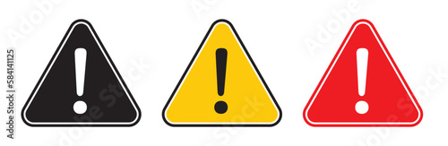 Risk icon. Danger warning alert triangle attention sign. Caution vector symbol. Exclamation mark. Security threat or Failure sign. Mistake icon. 
