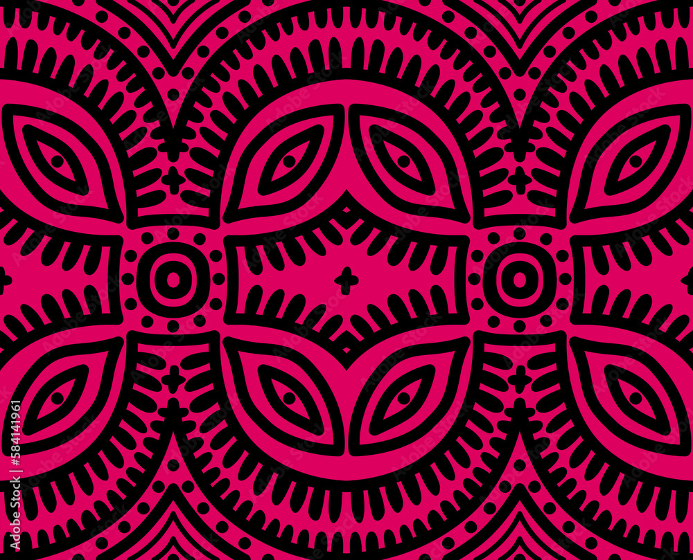 Fototapeta premium Seamless ethnic border pattern, authentic stripe print. Aztec design.