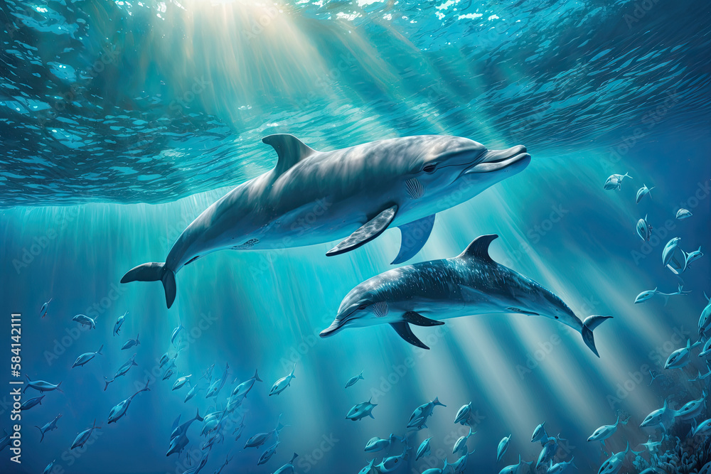 Obraz premium dolphin in the sea, AI Generative