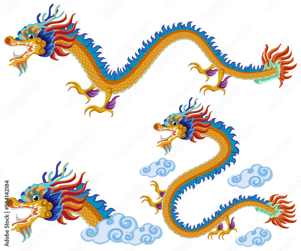 Set of dragon cartoon