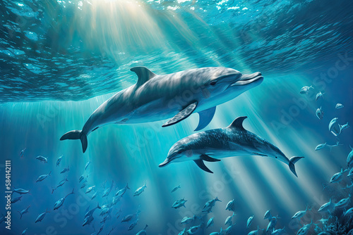 dolphin in the sea, AI Generative © Mariani
