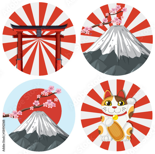 Set of Japanese sign symbol
