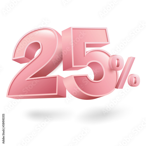 25 percent discount font in 3d vector style. Special offer 25% discount.