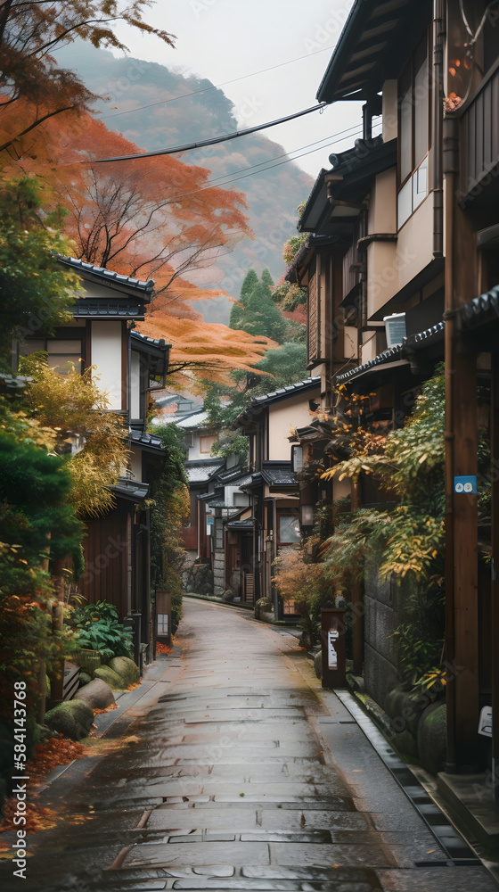 street in the old village japan 