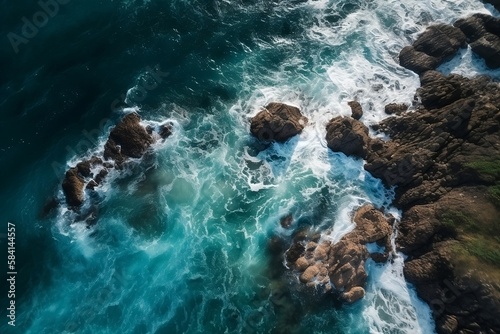 Top View of Ocean and Beach Landscape as a Background