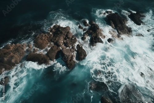 Top View of Ocean and Beach Landscape as a Background © Thares2020