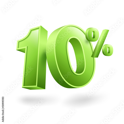 10% discount template, 3D letters, used for promotional advertisements in special sales. Isolated on white background. 