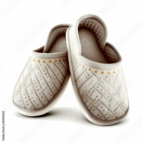 Slippers Isolated On White. Generative AI