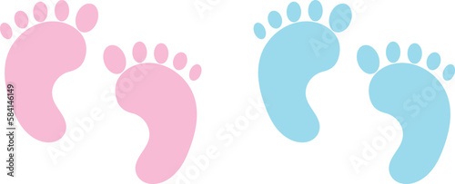 Baby footprint in pink and blue vector image
