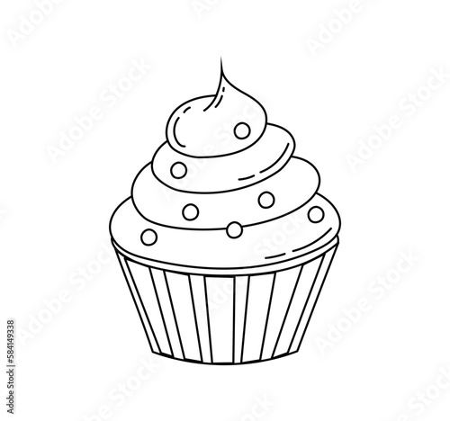 Cake dessert doodle Coloring book with vector illustration for kids