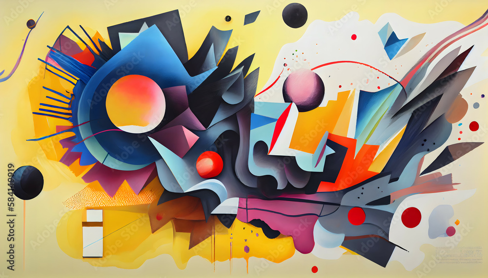 Fototapeta premium Colorful Abstract Shapes Art, Generative AI