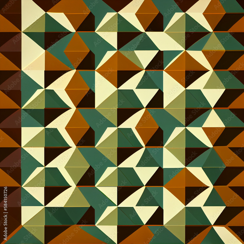 Brown and green minimalist geometric pattern, Generative AI Brown and green minimalist geometric pattern, Generative AI