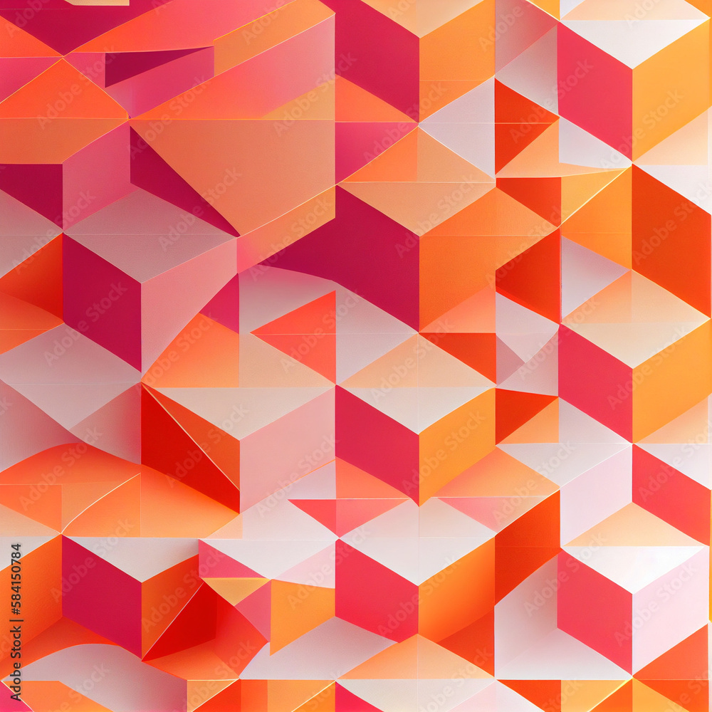 Orange and pink minimalist geometric pattern, Generative AI Orange and pink minimalist geometric pattern, Generative AI