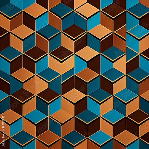 Brown and blue minimalist geometric pattern  Generative AI