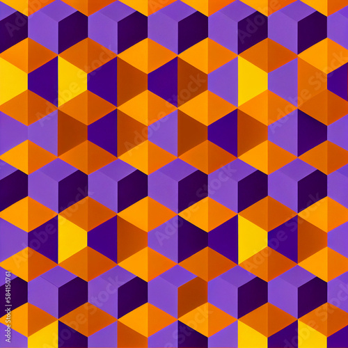 Orange and purple minimalist geometric pattern, Generative AI