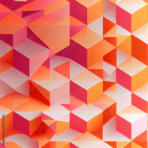 Orange and pink minimalist geometric pattern, Generative AI