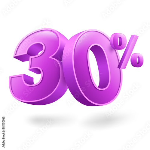30 percent discount font in 3d vector style. Special offer 30% discount.