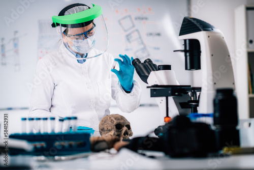 Ancient DNA Scientist Working in Bio Archaeology Lab photo