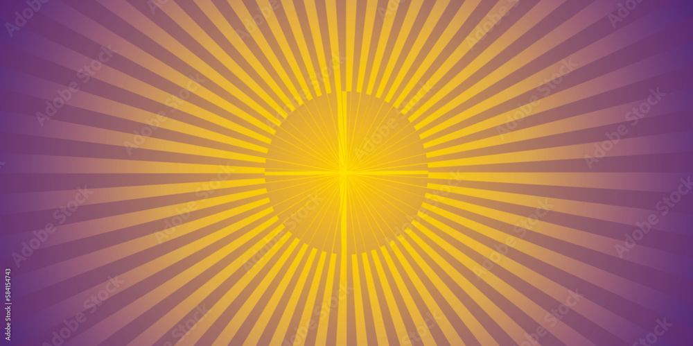 Obraz premium Abstract sun vector illustration Abstract comic yellow and brown background. pop art cartoon style, sunlight, sunbrush. black and yellow sunburst pattern background. Retro ray pattern background. 