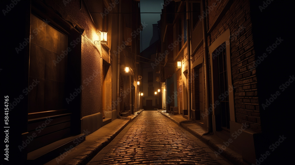 Fototapeta premium Narrow Street, Generative AI, Illustration