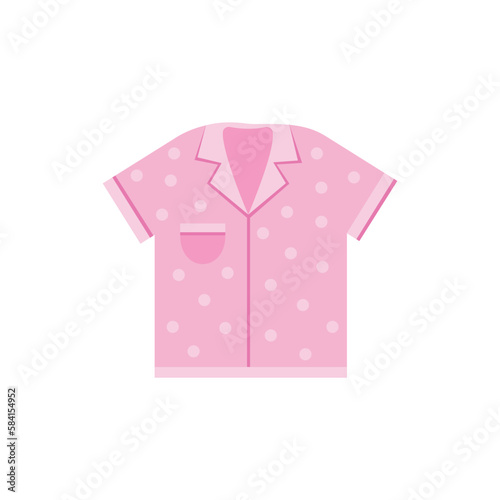 pink polka dot pajamas icon in flat style on a white background