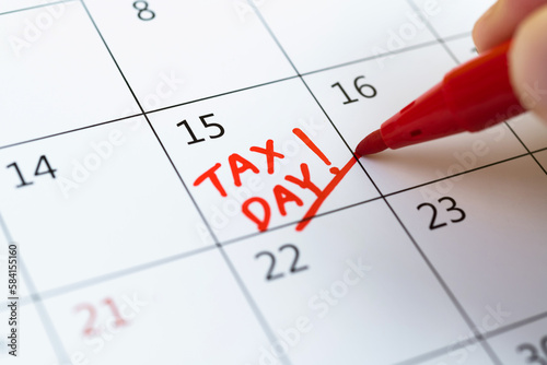Tax day marked on calendar