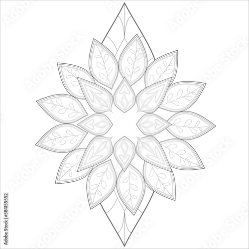 Decorative Doodle flowers in black and white for coloring book, cover or background. Hand drawn sketch for adult anti stress coloring page.-vector